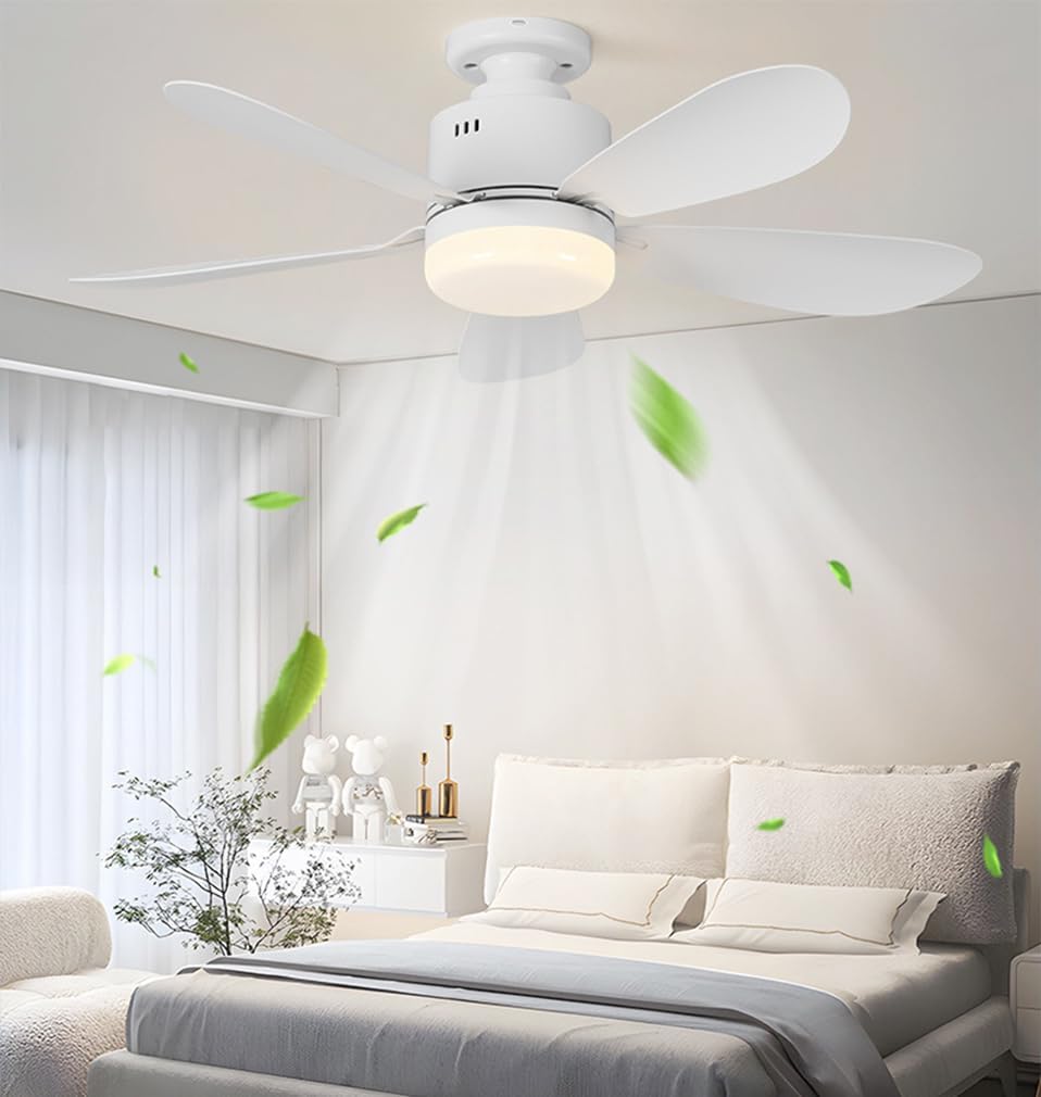 MHome Modern Dimmable E27 LED Ceiling Fan Light – 2-in-1 Remote-Controlled Chandelier Lamp