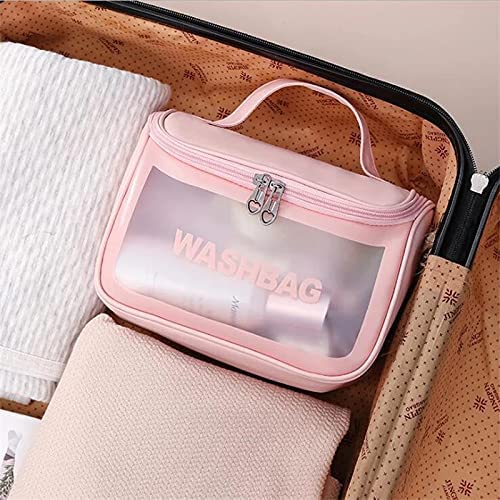 Waterproof PVC Hanging Toiletry Organizer Bag – Travel Cosmetic & Shower Kit with Hook and Handle