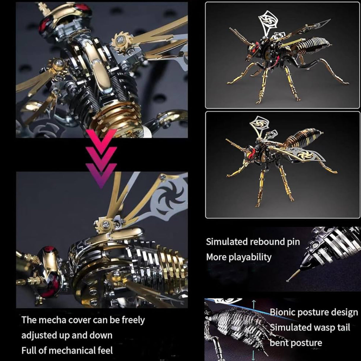 MTech 3D Metal Puzzles, Mechanical Wasp Assembly Model Kit DIY Building Blocks ST/ST For Adults