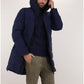 Mens Zipper Padded Jacket With Hood Long Sleeve Warm Long Coat