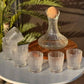 MHome 7-Piece Hammered Borosilicate Glass Water Set with Bamboo Lid – 1.6L Pitcher & 6 Glasses