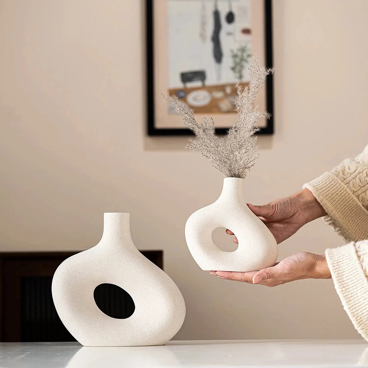 MHome Donut Shaped Ceramic Vase