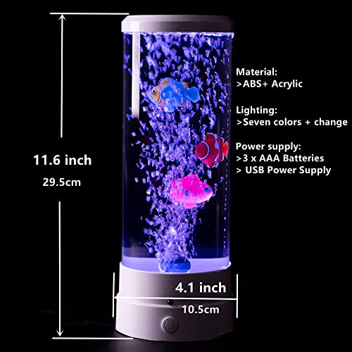 MHome Fish Aquarium Lava Lamp,Multi-Color Jelly Fish Tank Bubbles Lamp