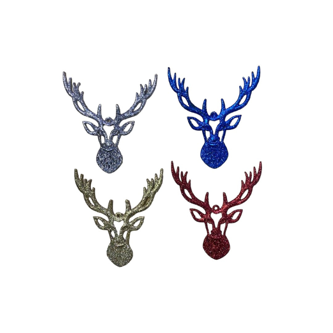 Christmas Deer Head Pend Deco (4 in Pack )