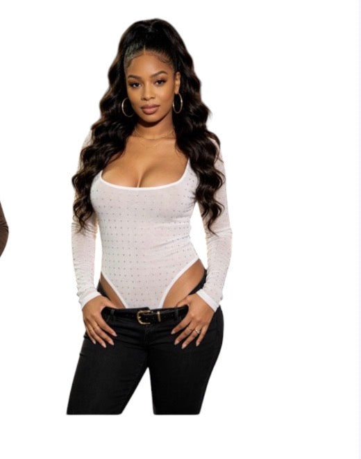 Ladies High-Cut Long Sleeve Bodysuit-Various Colours