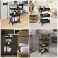 MHome 3-Tier Foldable Metal Kitchen Trolley – Utility Shelf on Wheels