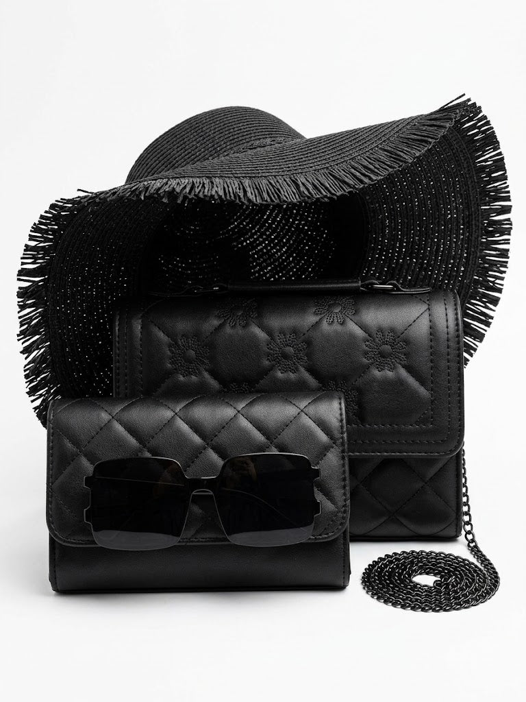 Women’s 4-Piece Fashion Set – Handbag, Wallet, Sunglasses & Summer Hat