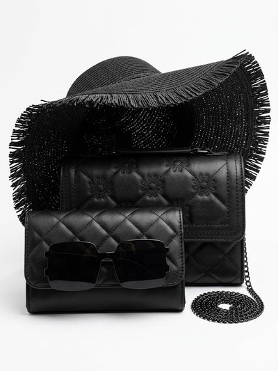 Women’s 4-Piece Fashion Set – Handbag, Wallet, Sunglasses & Summer Hat
