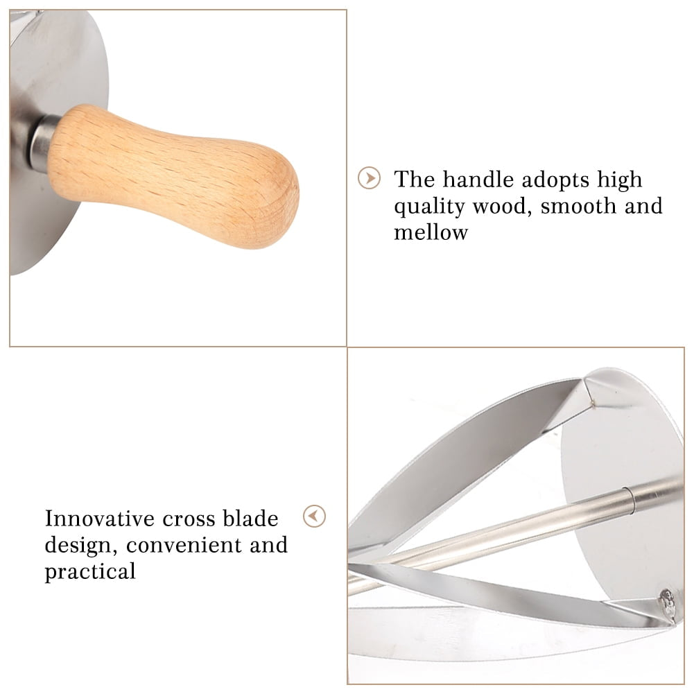 MHome Stainless Steel Croissant Rolling Cutter Bread Dough Pastry Making Tool with Wooden Handle