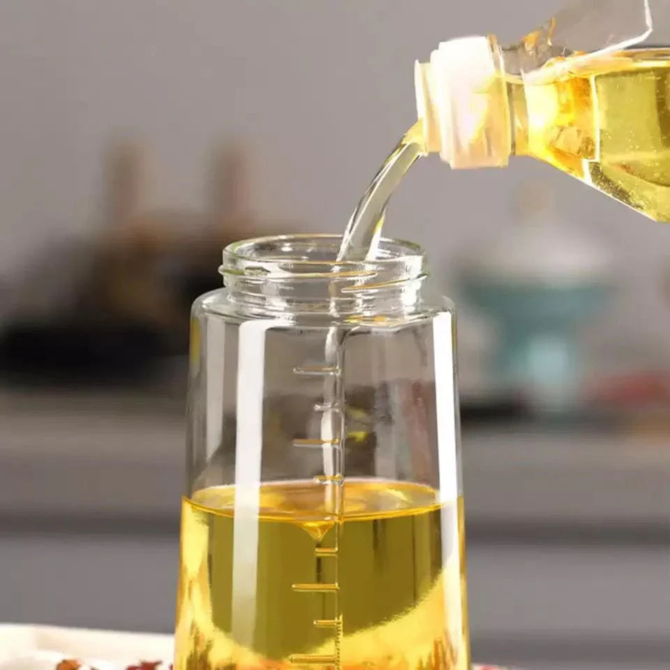 Glass Oil Bottle Dispenser With Auto Flip Cap 650ml