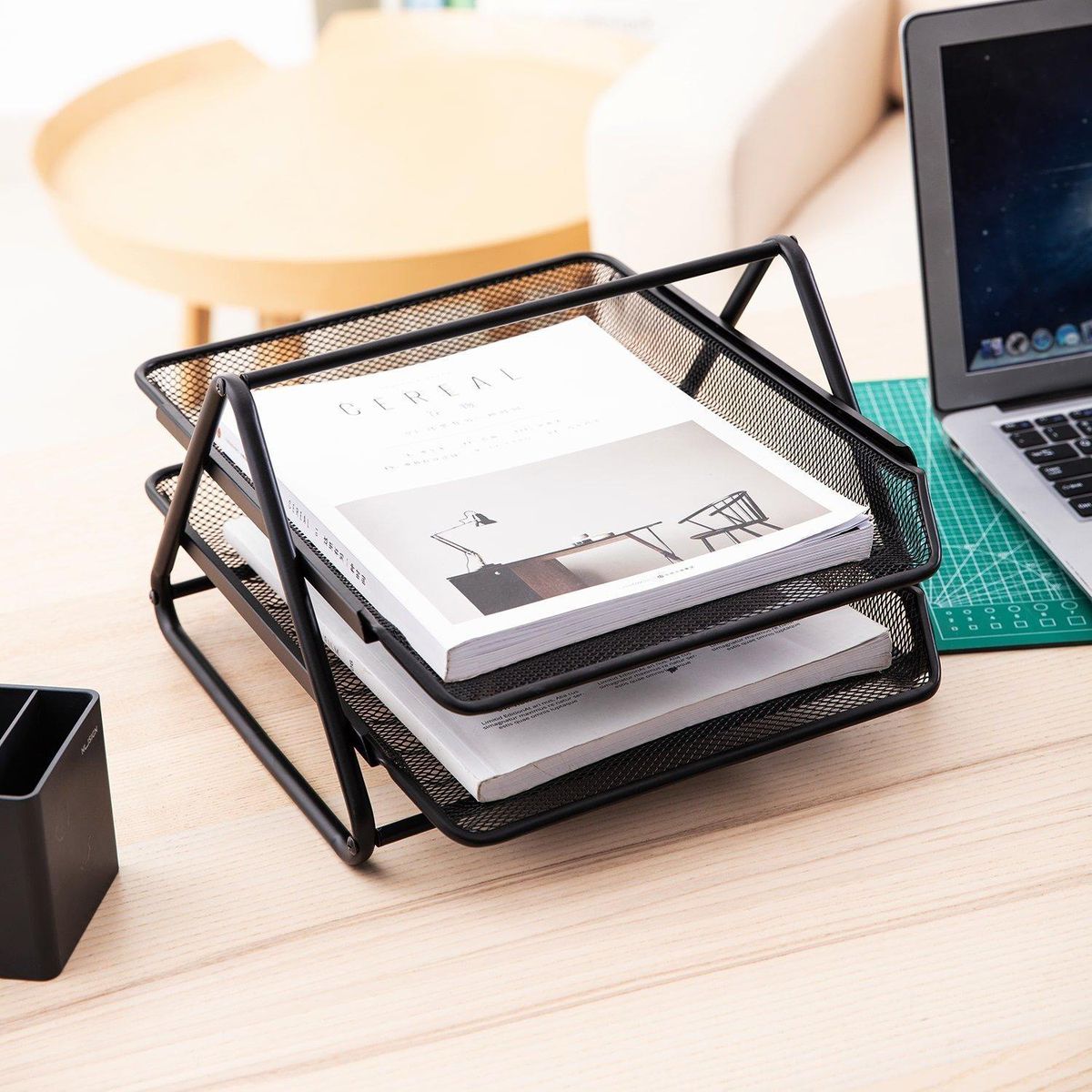 Metal Mesh Document Sliding Tray Organiser - Black Various Options