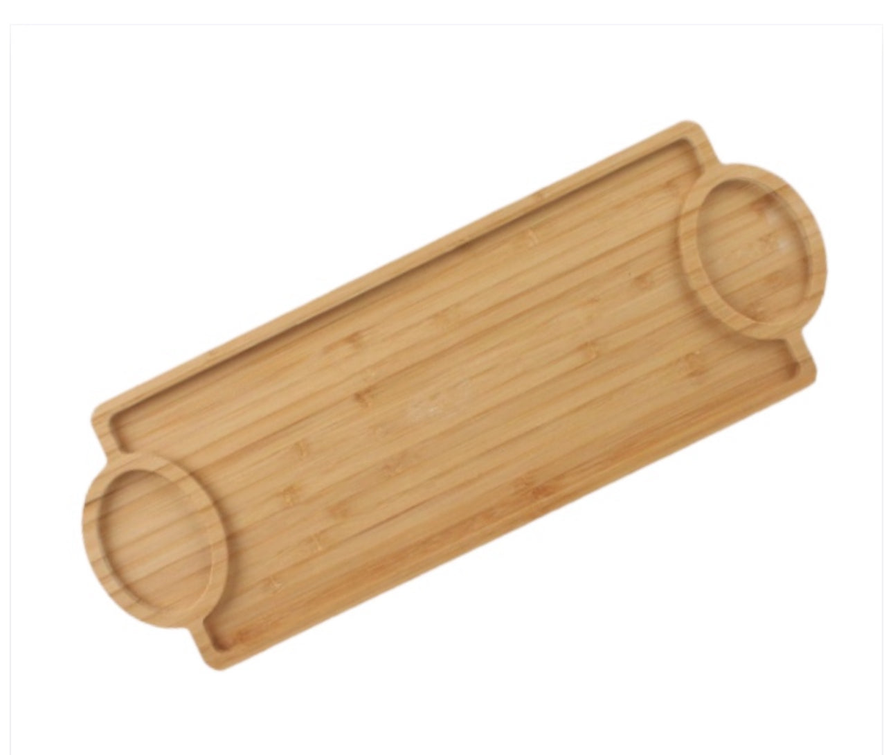 MHome Wooden Bamboo Appetizer Platter – 3-Compartment Serving Tray 39 cm