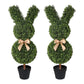 Artificial Bunny-Shaped Topiary Tree 35'' UV-Resistant Faux Boxwood Topiary Plant for Porch Decor or Indoor