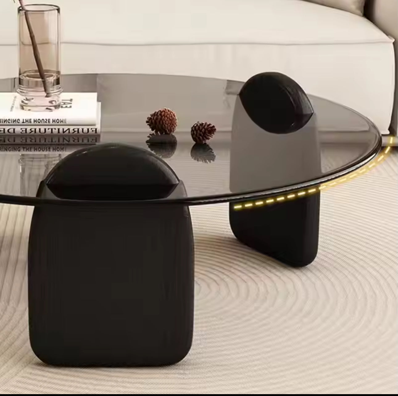 Living Room Coffee Tables Floor Modern Elegant Glass Bedroom Coffee Tables Center Round Home Furniture 2pc Nesting Set