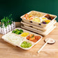 Compostable Cornstarch Takeaway Container with Lid - Eco-Friendly 5 - Compartment Box/ Pack 50pc