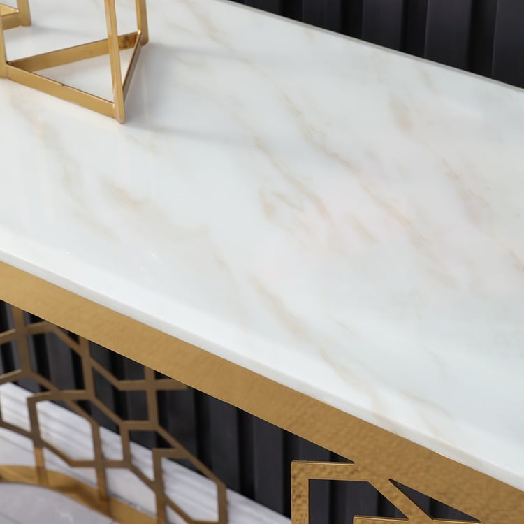 White Oval Narrow Entryway Table Marble Console Table With Double Pedestals