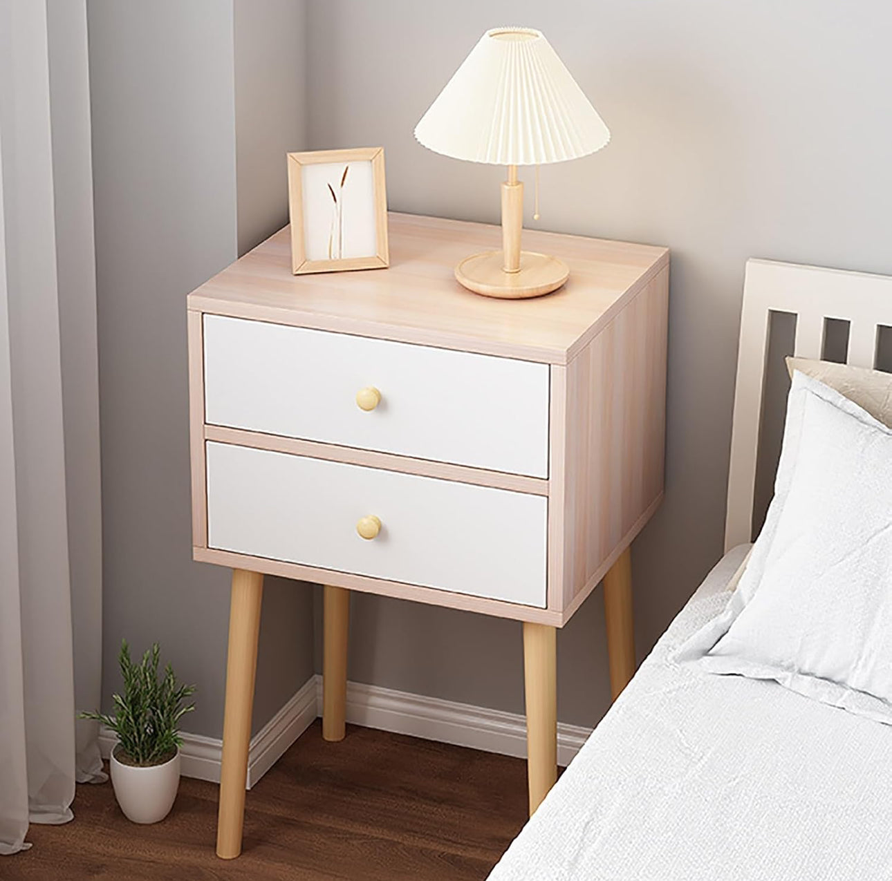 MFurn Nordic Bedside Nightstand – Modern Small Table with Drawer
