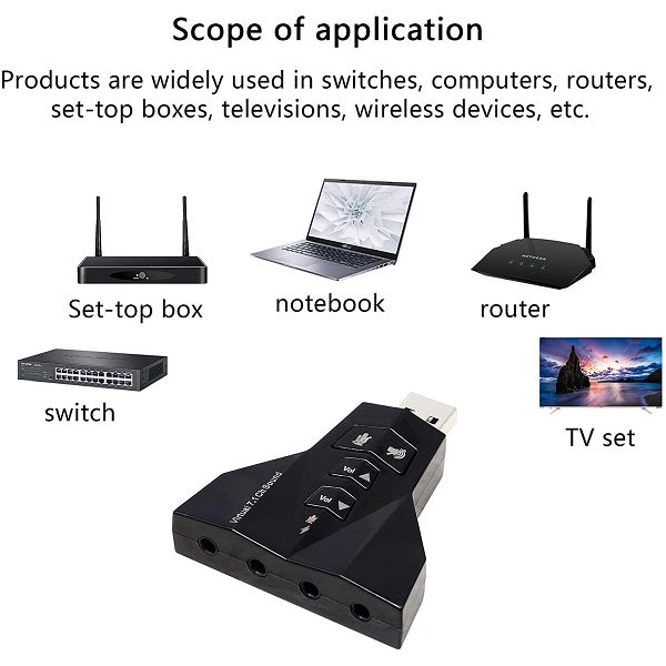 USB Sound Card Adapter Double USB Headset 7.1 Channel