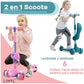 Scooters for Kids, Folding Scooters for Kids, Adjustable Height Scooter for Boys Girls, Kids Scooter with LED Lights and Built-in Music Player 2 in 1 Kick Scooter