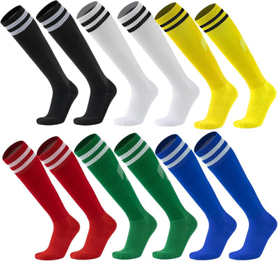 Soccer Socks Colour Stretchy One Size, 4pairs-Multicolor