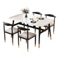 MFurn Modern Dining Table Set for 4 with Upholstered Chairs, Round Breakfast Table with Black Metal Legs ,Stylish Living Room Furniture-Available in Black or White Options