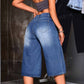 Ladies Long Wide Leg Denim Shorts
