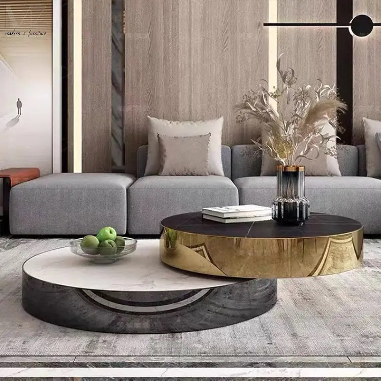 Minimalist Italian Style Centre Table Nesting, Round Rotating Table-Various Options