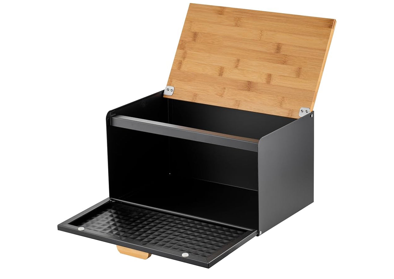 MHome Elegant Bamboo Lid Bread Bin-Various Colours