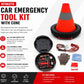 MTech Collapsible Safety Traffic Cones, Emergency Roadside Assistance Kit, 27",with Many Tools, Multipurpose