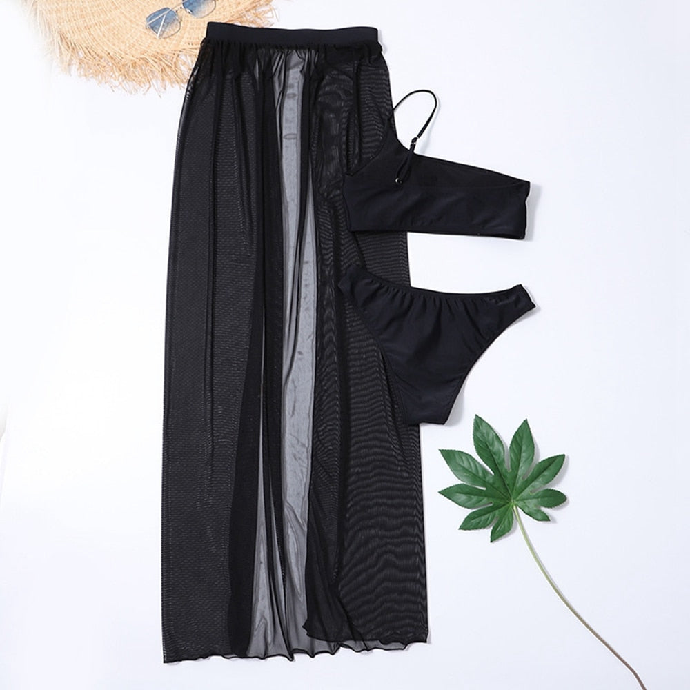 Women’s Sexy 3 Pieces Bikini Set Swimsuit and Beach Cover-Up-Various Colours
