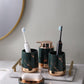 MHome 4-Piece Bathroom Accessory Set – Soap Dispenser, Soap Dish & Toothbrush Holders