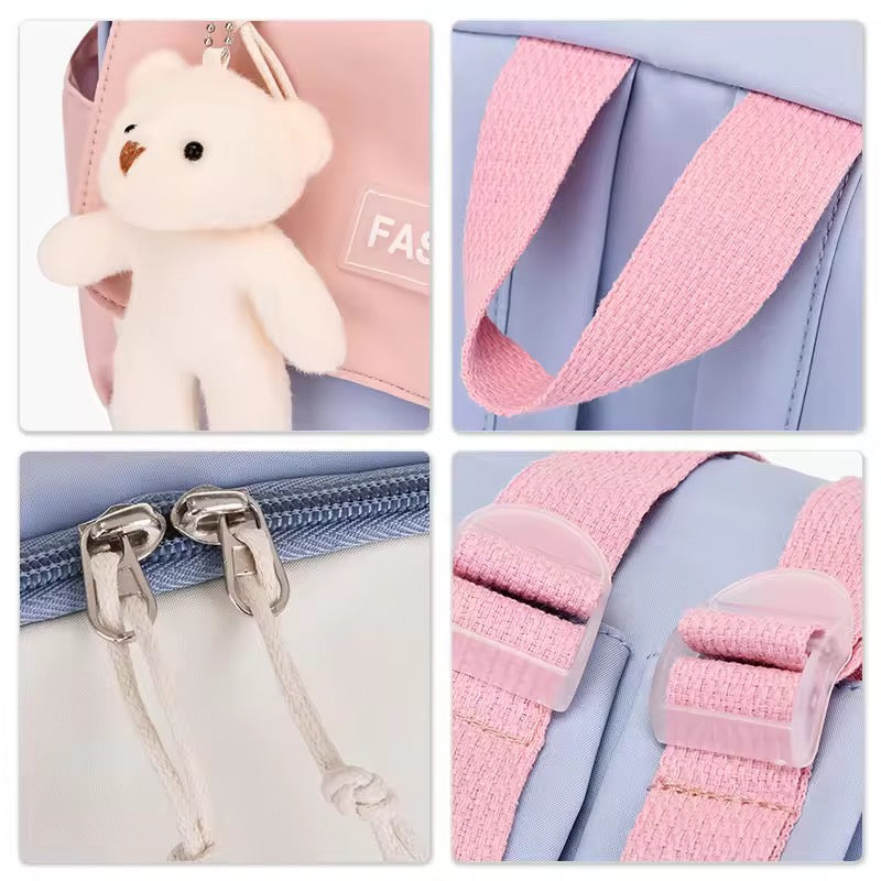 New Student Backpack School Student Solid Color Casual Large Capacity Computer Backpack-Various Colours