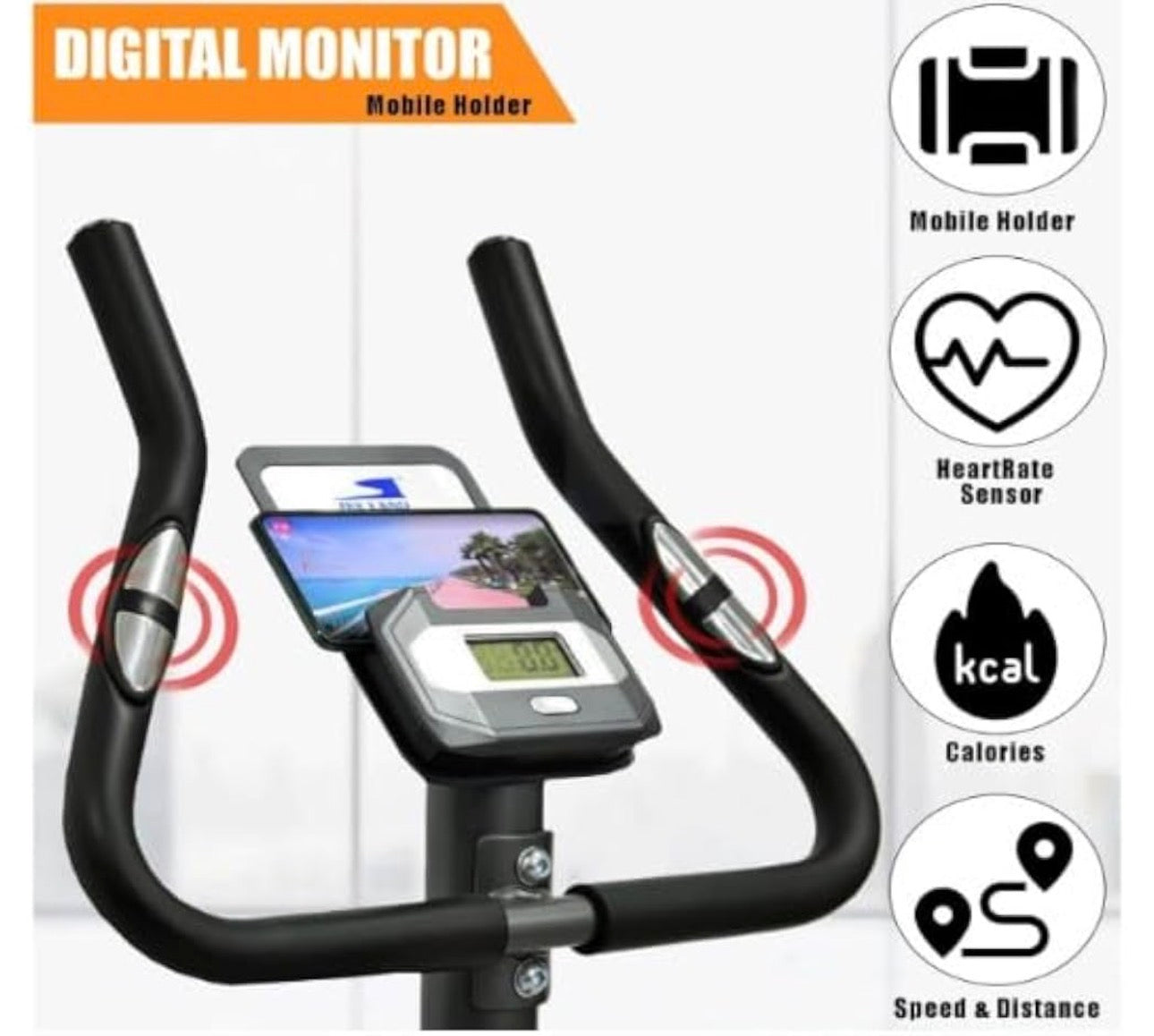 Pro-Sportz Upright Fitness Exercise Bike with Electromagnetic Resistance, Home Gym Cardio Training