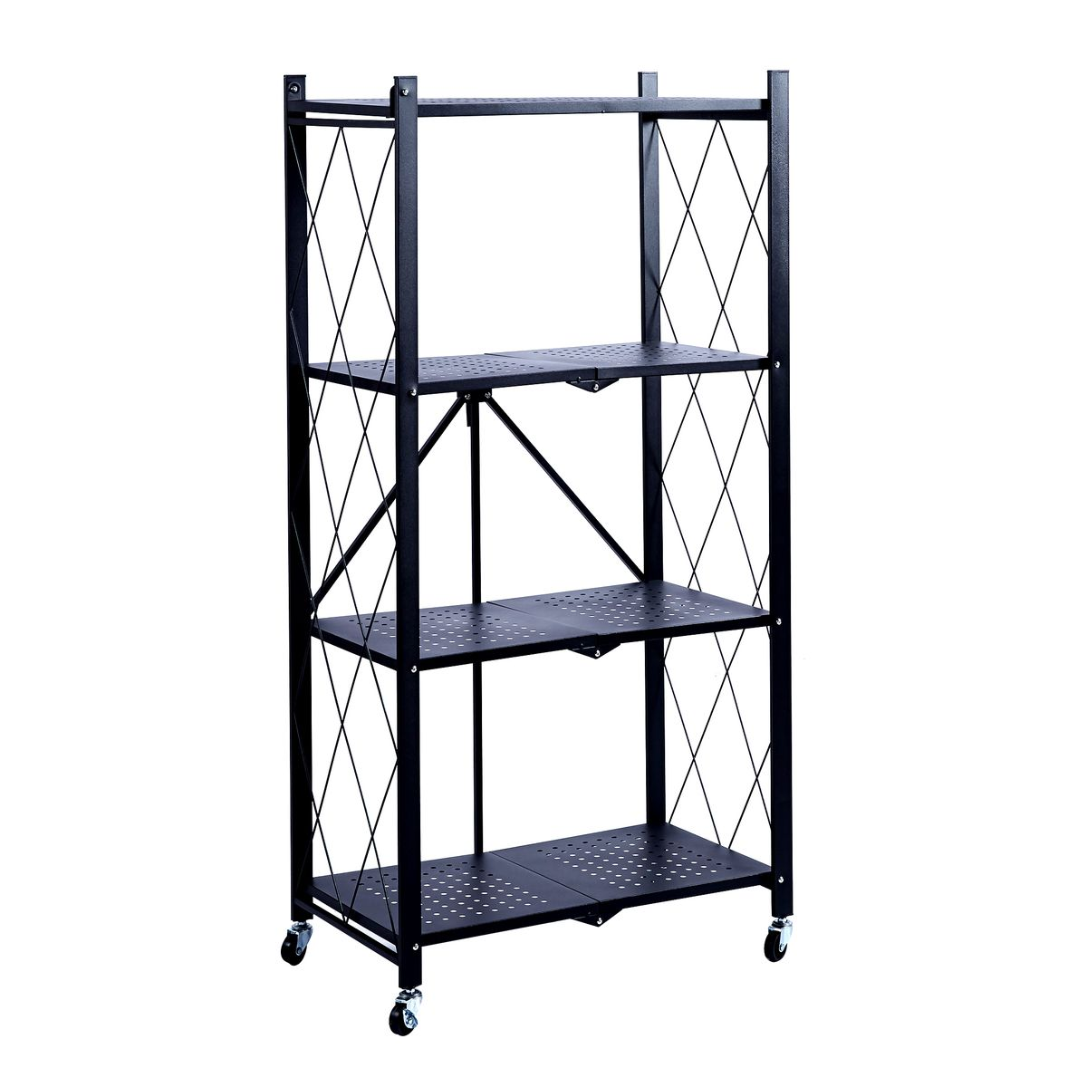 4 Tier Folding Storage Organizing Rack with Wheels – Megamall Online Store