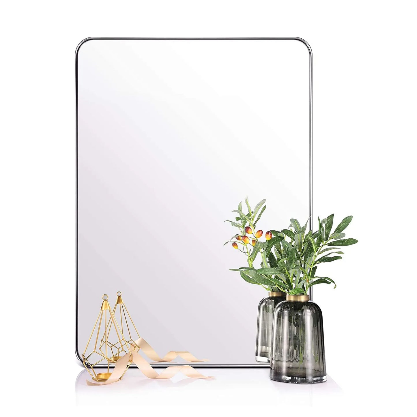 Contemporary Chrome Metal Framed Rectangle Bathroom Vanity Mirror 80x120cm