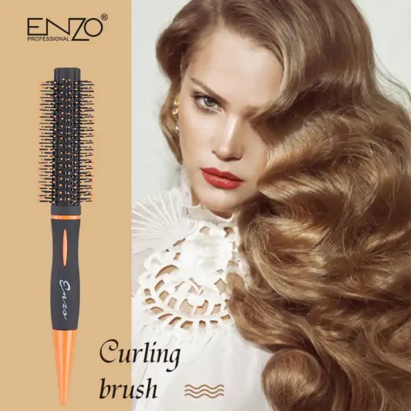 ENZO Curling Hair Brush Plastic Scalp Massager Comb Roll Hair Round Beauty
