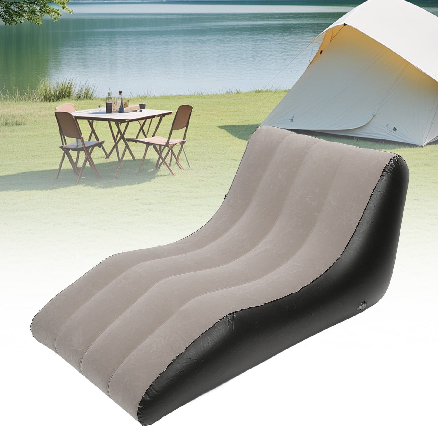 MHome Inflatable Sofa, Comfortable Ergonomic Inflatable Couch Air Sofa Bed Lazy Lounger Chair, Portable Leisure Lounger for Living Rooms, Balconies, Camping, Beaches-Various Colours Available