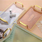 MHome Elegant Acrylic Serving Tray Set with Gold Handles – 3 Sizes