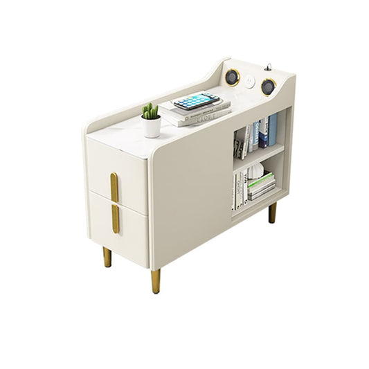 MFurn Modern Multifunctional Narrow Side Table Sintered Stone Top End Table Speaker & USB Port-Various Colours