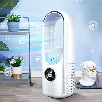 MHome Bladeless Fan - with 6-Speeds Settings, Low Noise, Modern Style Standing, Tower Fan with Remote Control, e Saving, for Indoor, Bedroom and Home Office