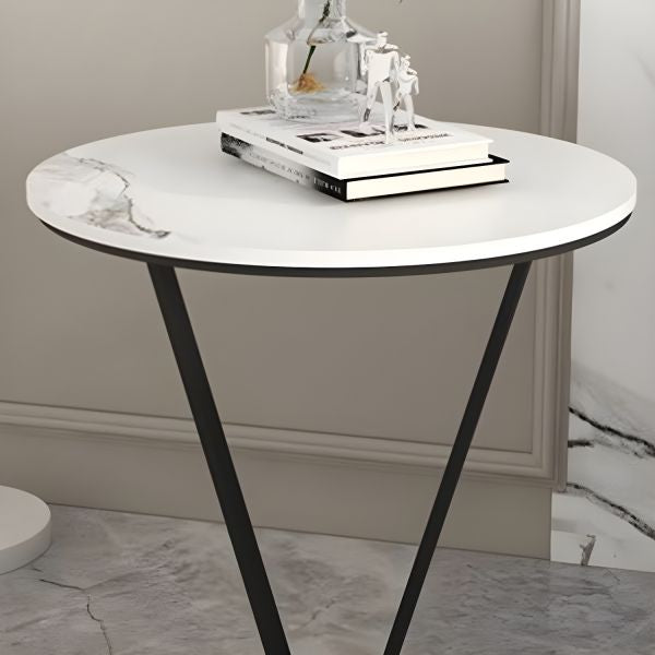 MFurn Contemporary End Accent Table – Marble Top with Metal Frame
