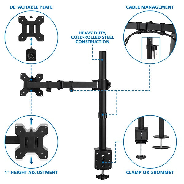 15-33″ Long Arm Table Clamp Monitor Stand