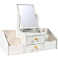 Mbeauty White Wooden Cosmetic Organiser With Drawers and Mirror