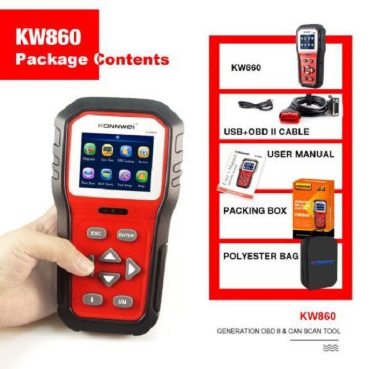 Konnwei Model KW860 Car Diagnostic Scan Tool
