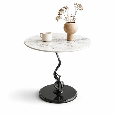 MFURN Marble Side Table | Modern Round Marble Accent Table