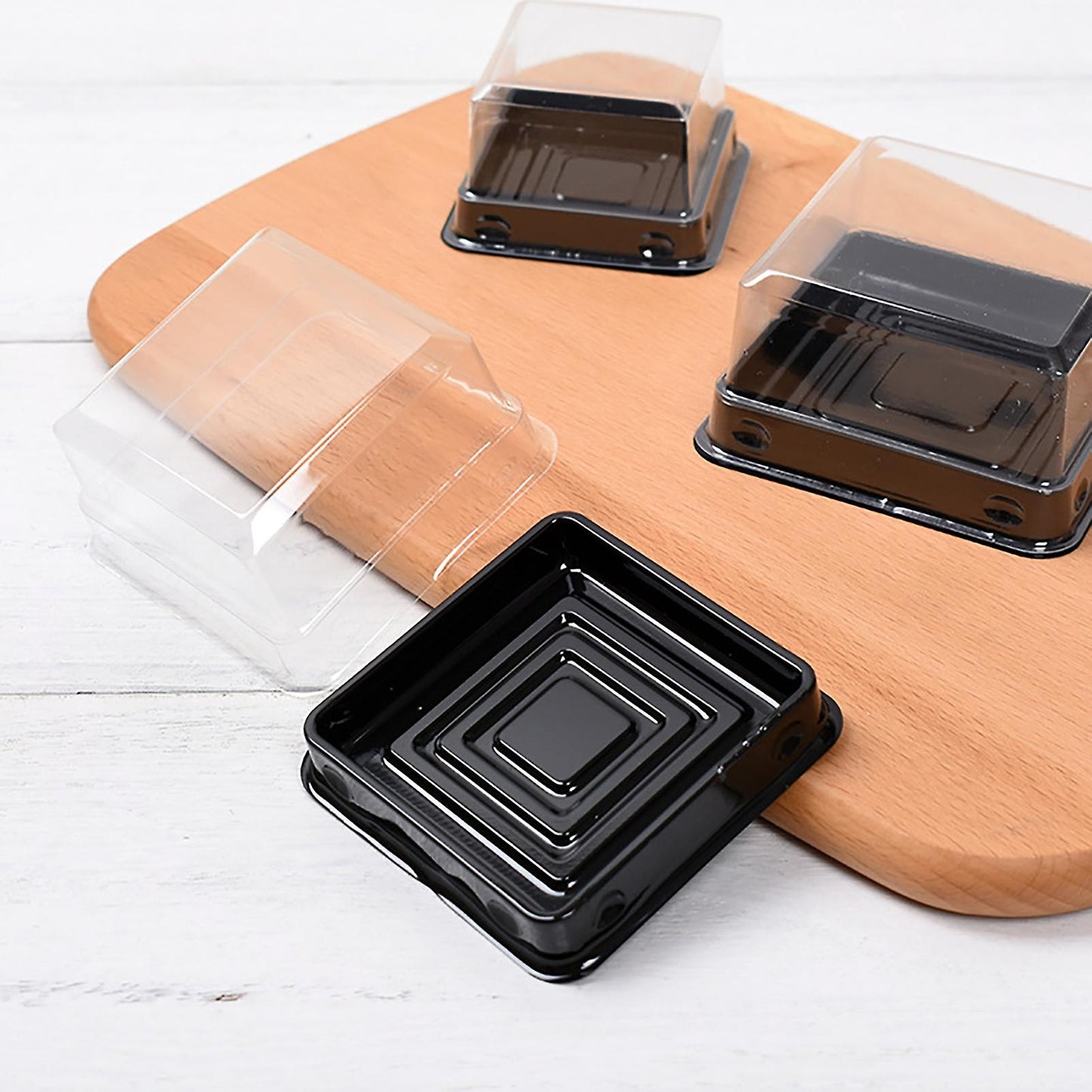 12Pcs Disposable Plastic Clear Square Moon Cake Container