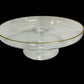 Cake Stand & Dome Cover Lid Serving Plate with Gold Lining- Glass 28cm