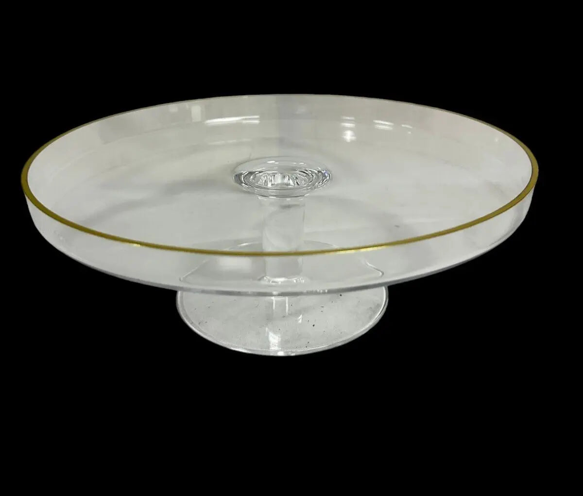 Cake Stand & Dome Cover Lid Serving Plate with Gold Lining- Glass 28cm