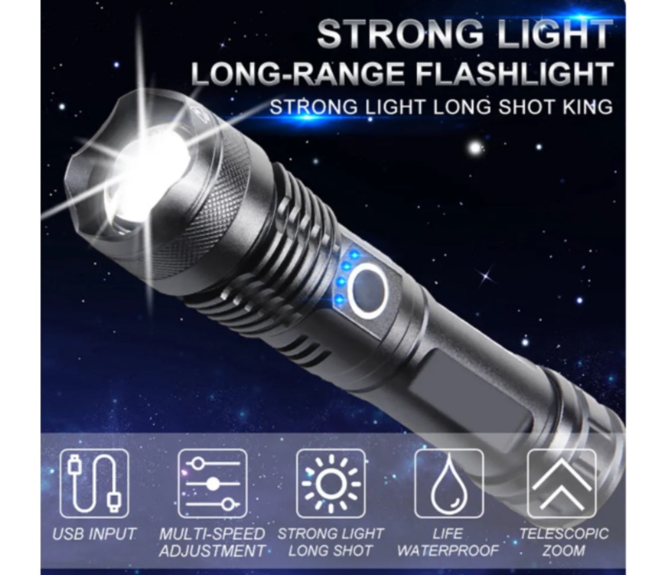 Ultra High Power LED Flashlight Camping Waterproof Zoomable Torch-DB45