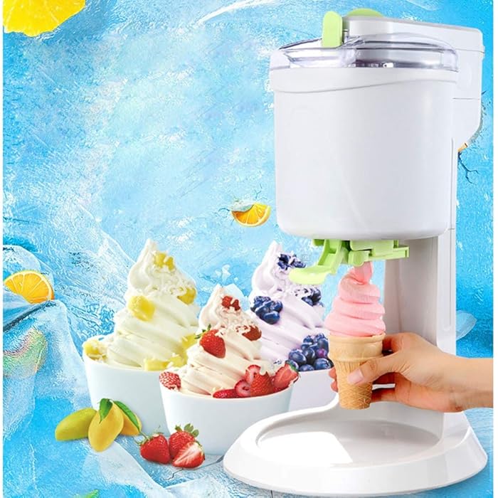 Automatic Frozen Fruit Ice Cream Machine Maker for Home Use DIY 1L Fruit Dessert Machine Milkshake Machine Electric Ice Cream Maker for Making Healthy Soft Serve Sherbet,Cone